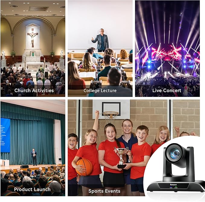 Tenveo HDMI/LAN/USB3.0 PoE PTZ Camera 20X Optical Zoom PTZ Camera IP Live Streaming, FHD 1080P 60FPS, for Church Services Worship Video Conference Live Streaming Online Meeting, 2025 Version