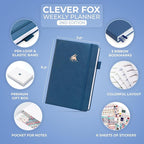 Clever Fox Planner 2nd Edition – Colorful Weekly & Monthly Goal Planner, Time Management & Productivity Organizer, Undated, A5 (Mystic Blue)