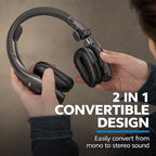 BlueParrott S650-XT Bluetooth Wireless Headphones 96% Noise Canceling Over Head Trucker Headset with Mic, 2-in-1 Convertible Stereo to Mono with ANC, IP54-Rated Protection, 36 hrs. Talk Time, Black