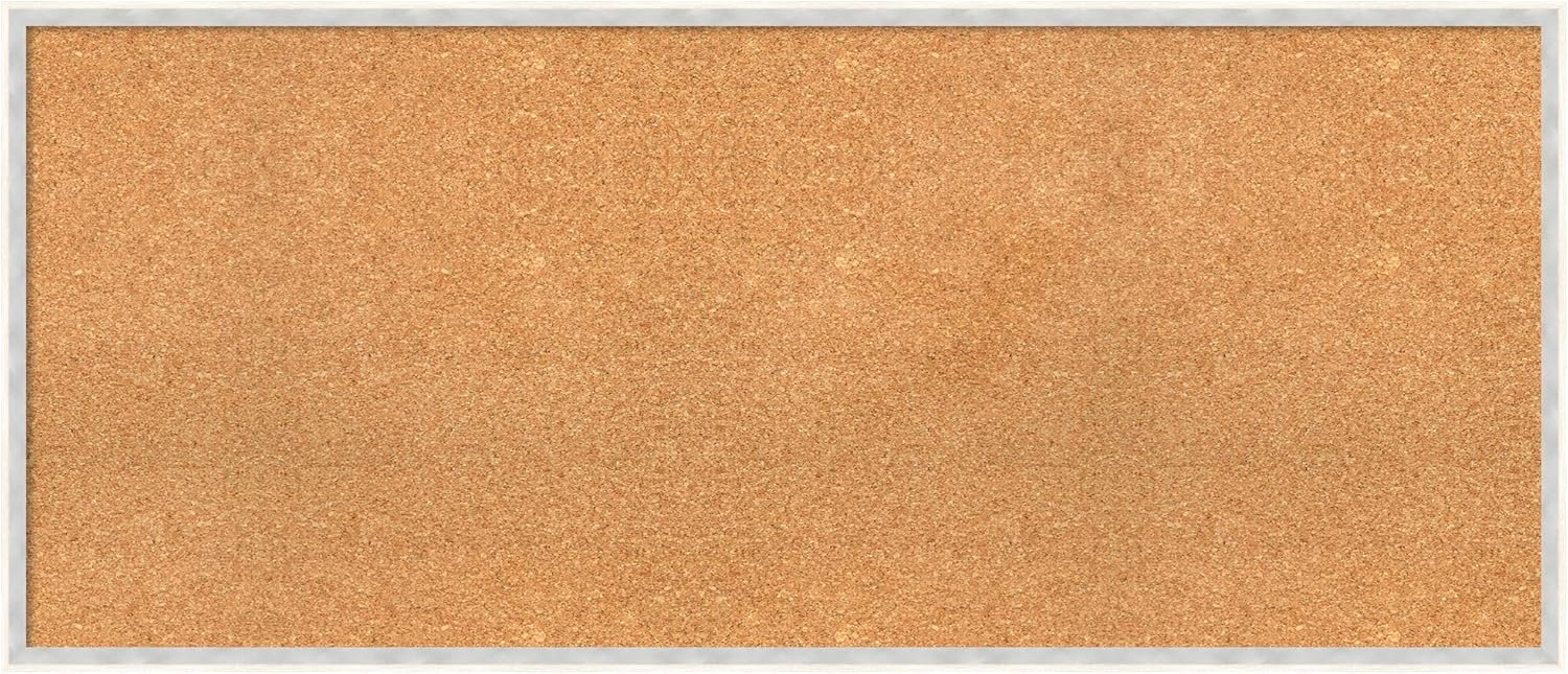 Amanti Art Natural Cork Board for Wall, 21x49 Vision Board with White Frame, Oversize Corkboard Office Decor for Home Organization, Modern Corkboard Pinboard to Display Items for Home Organization in