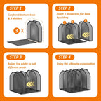 Desk File Organizer, Adjustable 5 Sections Upright Desktop Organizer File Sorter, Sturdy Metal Mesh Vertical Bookshelf File Holder Workspace Accessories for Home,School,Office Classroom,Black