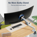 AVLT Single 17"-45" Monitor Arm Desk Mount Premium Mechanical Spring fits One Flat/Curved/Ultrawide Monitor Full Motion Height Swivel Tilt Rotation Adjustable, Gray