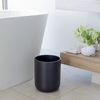 Matte Black Round Compact Trash Can Mini, 2 Gallons / 7.5L Garbage Bin, Tiny Wastebasket for Bathrooms, Office, Under Desk, Bedroom, Laundry Room, Kitchen, Kids Room, and Dorm