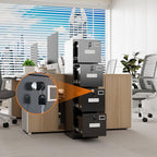 4 Drawer Metal Vertical File Cabinet with 4 Independent Locks, Home Office File Cabinet with Card Holder for Letter/Legal/A4 Folders, Black Filing Cabinet, Assembly Required, 4 Drawers