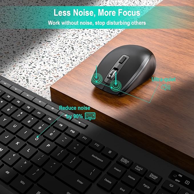 Wireless Keyboard and Mouse Combo,EarlyLit 2.4G Full-Sized Ergonomic,Cordless USB Mouse and Keyboard,12 Shortcut Keys and Quiet Click for Computer/Laptop/Windows/Mac
