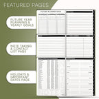 Ensight 2025-2026 HARDCOVER Leather Planner Weekly & Monthly - 8.5x11 Inches - Academic Planner Business Personal or Student - Pen Holder, Thick Paper, July 2025 - June 2026 (Olive Green)