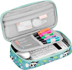 Choco Mocha Cheetah Pencil Case for Girls, Soft Pencil Case Kids Pencils Pouch for Kindergarten Girls, Green