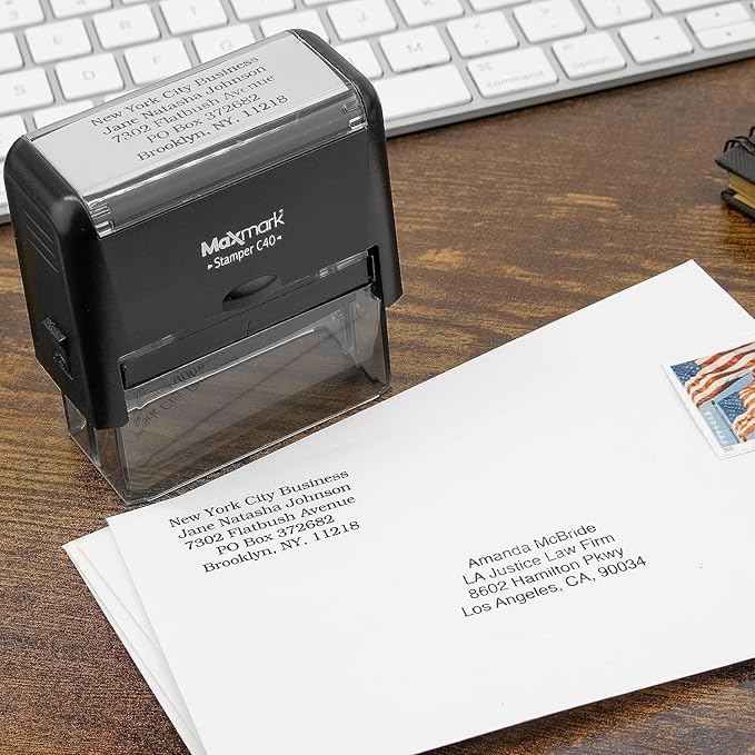 Custom Self Inking Rubber Stamp - Up to 6 Lines of Text - Choose from 15 Ink Colors - X-Large Size