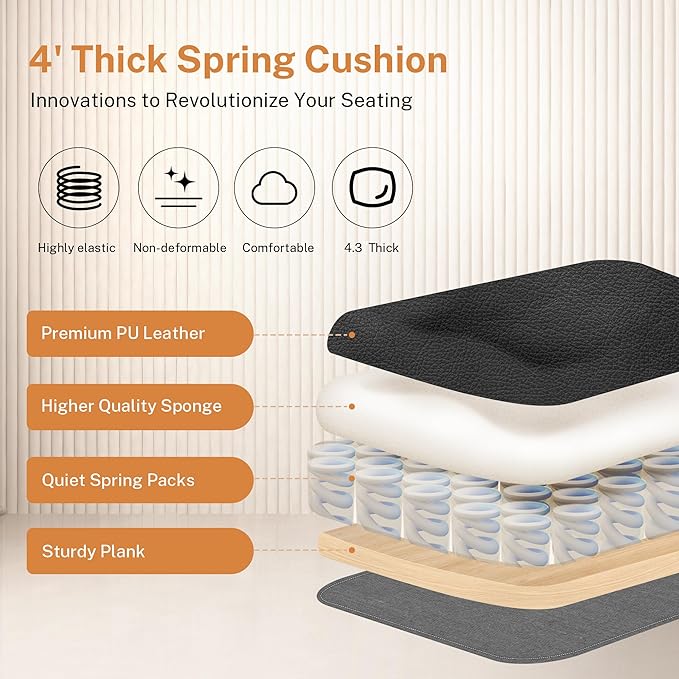 Office Chair Flip Up Arms, Executive Leather Office Chair Ergonomic Desk Chair with Lumbar Support, Adjustable Headrest, Computer Chair Home Office Desk Chair with Rocking Function