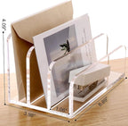 SANRUI Acrylic File Mail Desktop Organizer Sorters,3 Compartments Laddered Clear Desk Letter Organizer Office Document Sorter,Multifunction Envelope Folder Racks Holders for Office,Home, School