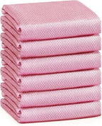 Streak Free Miracle Cleaning Cloths Easy Clean Nanoscale,Fish Scale Microfiber Window Mirror Glass Car Stainless Steel Cleaning,Lint Free Dish cloth Wine Glass Polishing Towel,Reusable,Pack 6,Pink