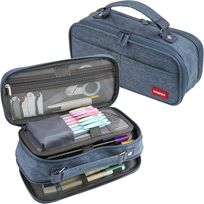 Pencil Case, Large Capacity Pencil Case Organizer; Double Zipper Storage Bag; Big Pencil Pouch for College School Office Teen Girl Boy Men Women Adult