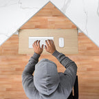 ETHU Keyboard Tray Under Desk, Ergonomic Corner Keyboard Tray with 180° Adjustable C Clamp for L Shape Desk 26.77" X 12.2" Easy to Install, Computer Keyboard Stand for Home and Office(Oak)