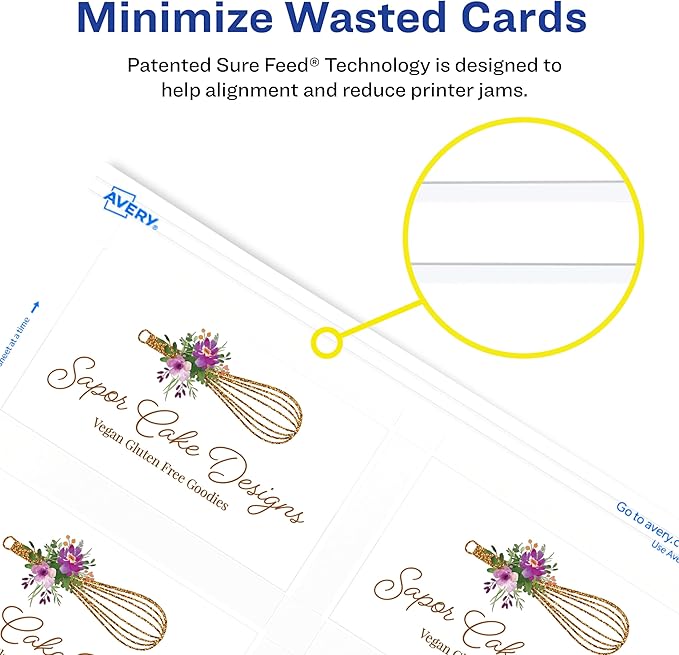 Avery Clean Edge Printable Business Cards with Sure Feed Technology, 2" x 3.5", White, 2,000 Blank Cards for Laser Printers (5870)
