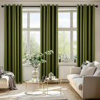 MIULEE Light Olive Green Blackout Curtains for Bedroom Living Room 84 Inches Long 2 panels, Thermal Insulated Room Darkening Drapes Grommet Top Noise Reducing Light Blocking Window Curtains 40x84 Inch