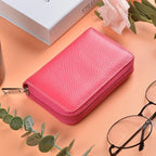 Easyoulife Genuine Leather Credit Card Holder Zipper Wallet With 26 Card Slots