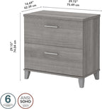 Bush Furniture Somerset 2 Drawer Lateral File Cabinet in Platinum Gray