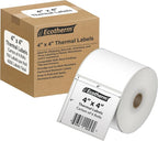 4" x 4" Thermal Labels | 6 Rolls | 4200 Labels | fits Zebra, Munbyn, Rollo, Godex, Arkscan, iDPRT, Offnova Thermal Label Printers and More | Blank White Adhesive Stickers by Ecotherm