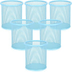 Segarty Pencil Holder, 6 Pack Light Blue Pen Holder, Pencils Cups Holder for Desk, Round Mesh Pens Container Organizer for Office Supplies, School Classroom, Makeup Brush, Home Storage