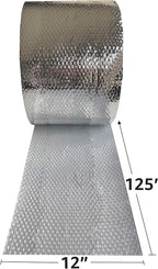 USA Reflective Insulation Roll, Bubble Insulation Roll for Summer Heat, Bubble Pack , 12" Width x 125' Length, Reflective for Colder Climates