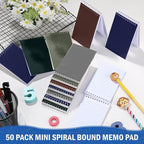 Teling 50 Pieces Spiral Memo Pads Bulk 3 x 5 Inch Small Note Pads Top Bound Lined College Ruled Paper Mini Notepad Pocket Spiral Notebooks for School Office Home Supplies, 75 Sheets (Dark Colors)
