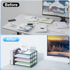 Spacrea Paper Organizer, Desk Organizers and Accessories for Desk with File organizer, Desk Accessories & Workspace Organizers for Office Supplies (Dark Green)