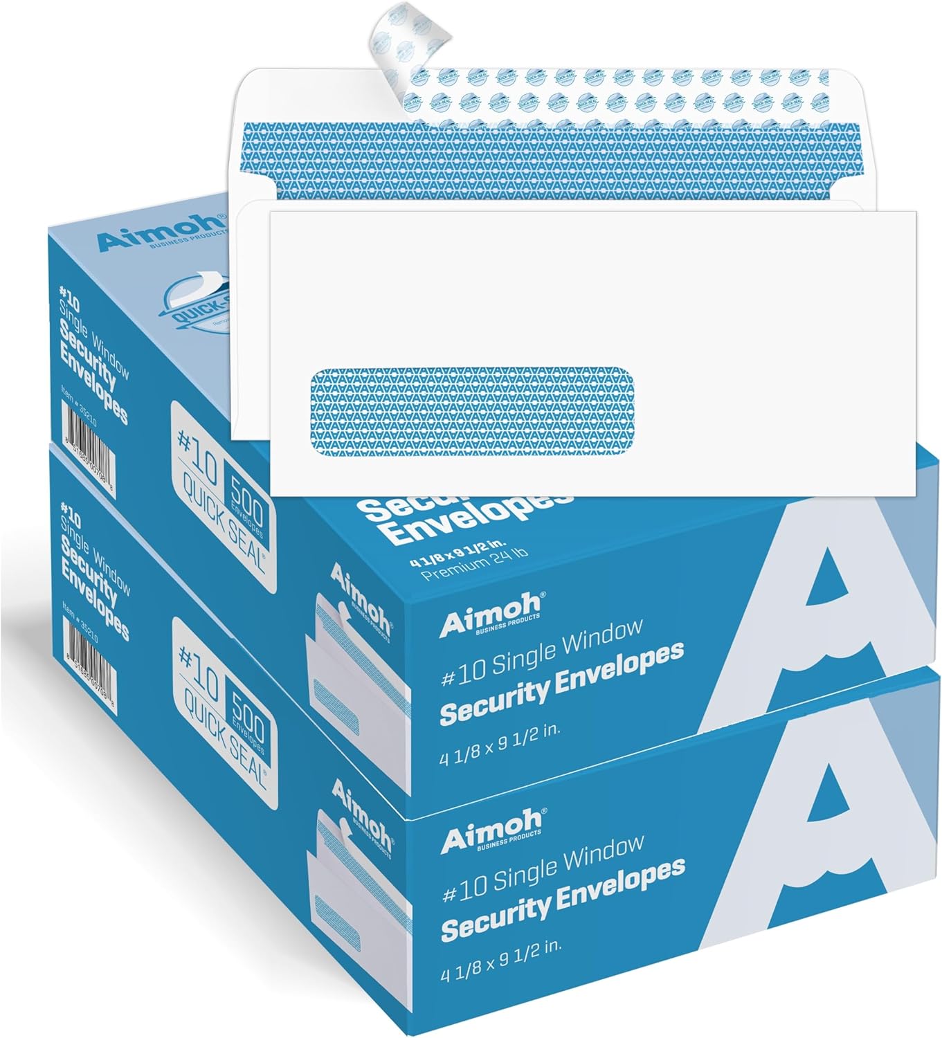 Aimoh 1000#10 Single Left Window SELF Seal Security Envelopes - Super Strong Quick-Seal Self Sealing Closure, Security Tinted, Size 4-1/8 x 9-1/2 Inches, 24 LB - 1000 Count (35210)