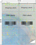 STARLIBOO Shipping Labels Stickers, 2"×4" Printable Holographic Mailing Labels for Laser/Inkjet Printing- Matte, Permanent Adhesive Sticker (Holographic Star)