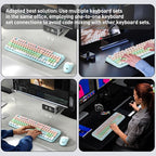 Wireless Keyboard and Mouse Combo, 2.4 GHz Wireless Full-Sized Typewriter Mouse and Keyboard with Round Keycaps for Windows, Computer, Desktop, PC, Laptop (PinkBlue)