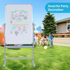 40" x 28" Double-Sided Mobile Whiteboard with Wheels | Rolling Magnetic Dry Erase Board on Stand | Adjustable Height Silver Frame White Board for Office, Classroom & Home