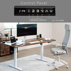 VIVO Electric 71 x 30 in Rustic Standing Desk, Memory Height Adjustment, 1B Series, Vintage Brown Top White Frame, DESK-KIT-1W7N