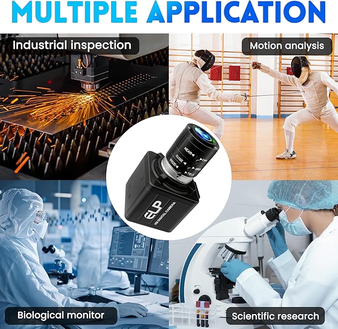 USB Camera 4K 12 Megapixels USB Webcam 1080P 120fps High Speed Golf Swing Cam with 3X Manual Optical Zoom Lens Close up PC Computer Plug and Play for Live Streaming Industrial Project Meeting