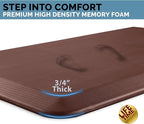 ComfiLife Anti Fatigue Floor Mat – 3/4 Inch Thick Kitchen Mats for Floor, Standing Desk Mat, Kitchen Rug – Comfort at Home, Office – Durable – Stain Resistant – Non-Slip Bottom (24" x 70", Brown)