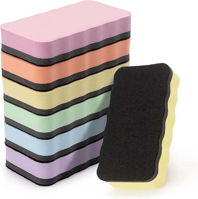 Tamaki Magnetic Whiteboard Eraser, Dry Eraser Erasers, Dry Erasers for White Board, Whiteboard Erasers for Kids, 6 Colors (6 Pack, Pastel Wavy)