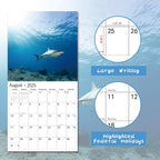 2025 Wall Calendar,Calendar 2025, January 2025 - December 2025, Wall Calendar Shark, 12" x 24" Opened,Full Page Months Thick & Sturdy Paper for Gift Perfect Calendar Organizing & Planning