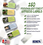 Customized Personalized Address Labels - Made in The USA by Kenco (250 Labels, Forest Wildlife)