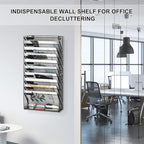 EasyPAG 11 Tier Wall File Holder with Flat Tray, Black | Easy Assemble Mesh Desk File Organizer | 10-Folder Paper Storage | Replaceable Classify Labels | Space Saving Mail Organizer for Office Home