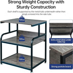 Large Printer Stand Table 23.6 x18.9 x 30 Inches with Height Adjustable Storage Shelf, 3 Tier Rolling Printer Cart with Wheels for Home Office, Gray