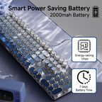 EWEADN Typewriter Keyboard Wireless Mechanical Keyboard, 104 Keys Gradient Color Typewriter Keyboards with White Backlit, Anti-Ghosting, Blue Switch Bluetooth/2.4GHz/Wired Keyboards-Blue