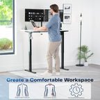 VIVO Electric 55 x 28 in Standing Desk, Memory Height Adjustment, 1B Series, One-Piece White Top, Black Frame, DESK-KIT-1B55W