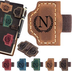 Personalized Magnetic Leather Bookmark with Pen Holder - 26 Letters Custom Book Mark with Name Initial Engraved Book Marker for Readers, Book Lovers, Travelers - Gift for Women & Men(Light Brown，N