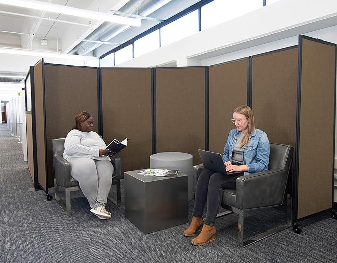 Versare Room Divider 360 Portable Wall Partition | Folding Panels | Large Freestanding Divider | Locking Wheels | Temporary Room Separator