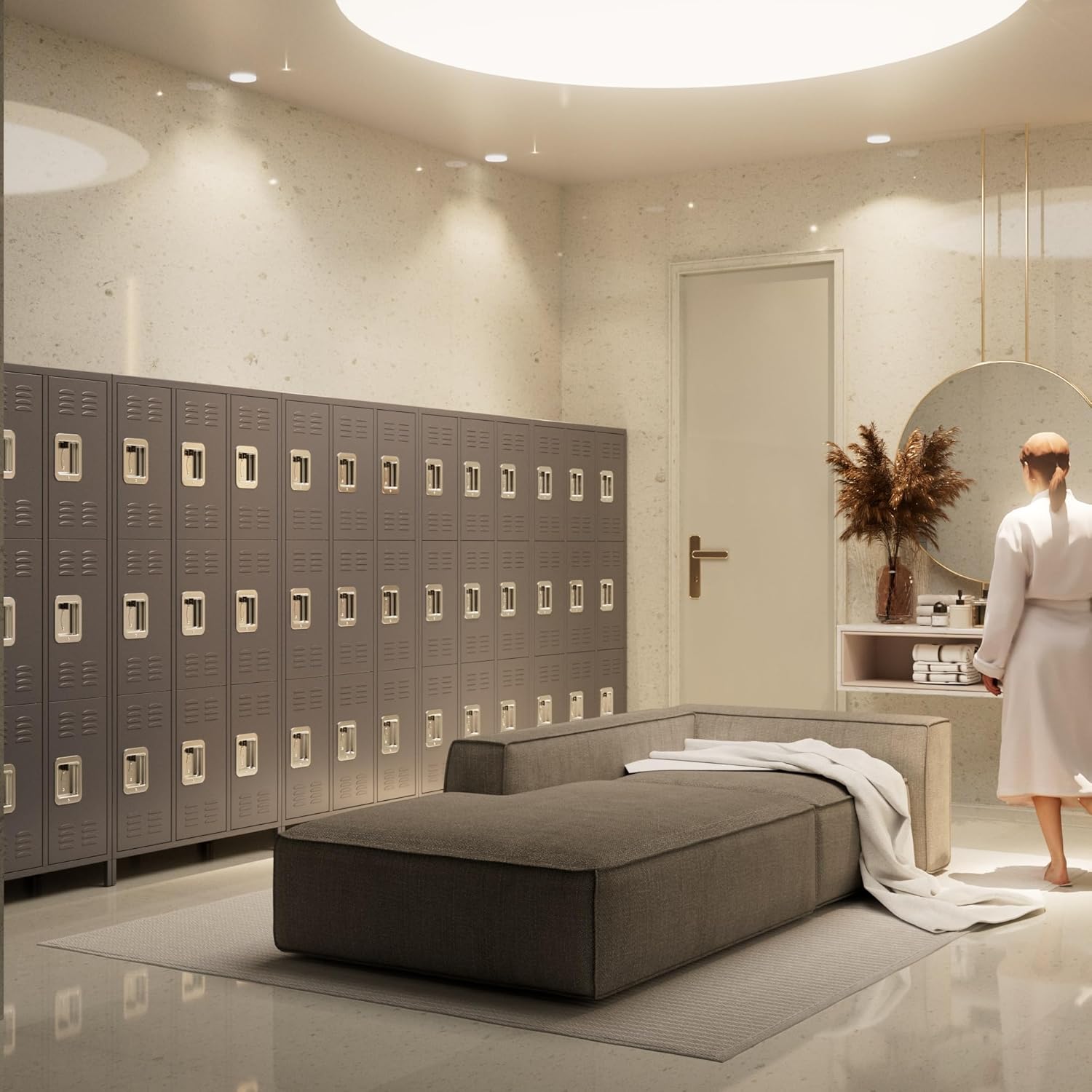 Metal Lockers for Employees with Lock,9 Doors Metal Storage Locker with 18 Hooks,Steel Storage Locker for School Office Gym Bedroom,Assembly Required (9 Door-Dark Grey)