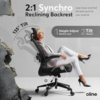 Oline ErgoAir Ergonomic Office Chair – Adjustable Lumbar Support, Flip-Up Armrests, Mesh Computer Desk Chair, Swivel Rolling Executive Gaming Chair for Home & Office (Black)