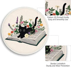 Book Black Cat Floral Flowers Mouse Pad, Small Round Mousepads for Desk, Mini Travel Mouse Mat for Wireless Computer Laptop, Work Office Desk Accessories, 8.6 x 8.6 inch