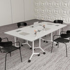 Conference Table,Folding Conference Room Tables Portable Rolling Conference Training Table with Silent Wheels,Mobile Meetings Flip Top Tables for Offices Classrooms Meeting Room (6Pack 55.1in)