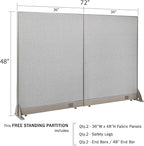 GOF Freestanding Office Partition, Large Fabric Room Divider Panel, 72" W x 48" H