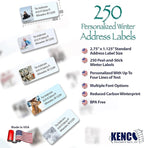 Customized Personalized Winter Holiday Address Labels - Made in The USA by Kenco (250 Labels, Winter)