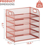 Marbrasse 5 Tier Paper Organizer Letter Tray, Mesh Desk File Organizer with Handle, Paper Sorter Desk Organizer for Home Office Supplies - Rose Gold