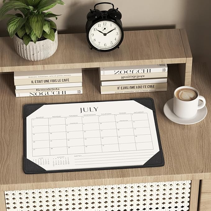 Jotsome Desk Calendar 2025-2026 with Desktop Mat, Academic Desk Pad Calendar From July 2025 to December 2026 14x10.5 inch, Desk Blotter Calendar for Home Office and School, Easy Planning, Black